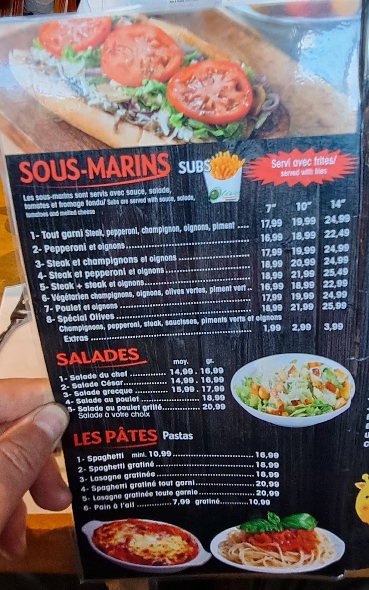 Menu, Restaurant Olive