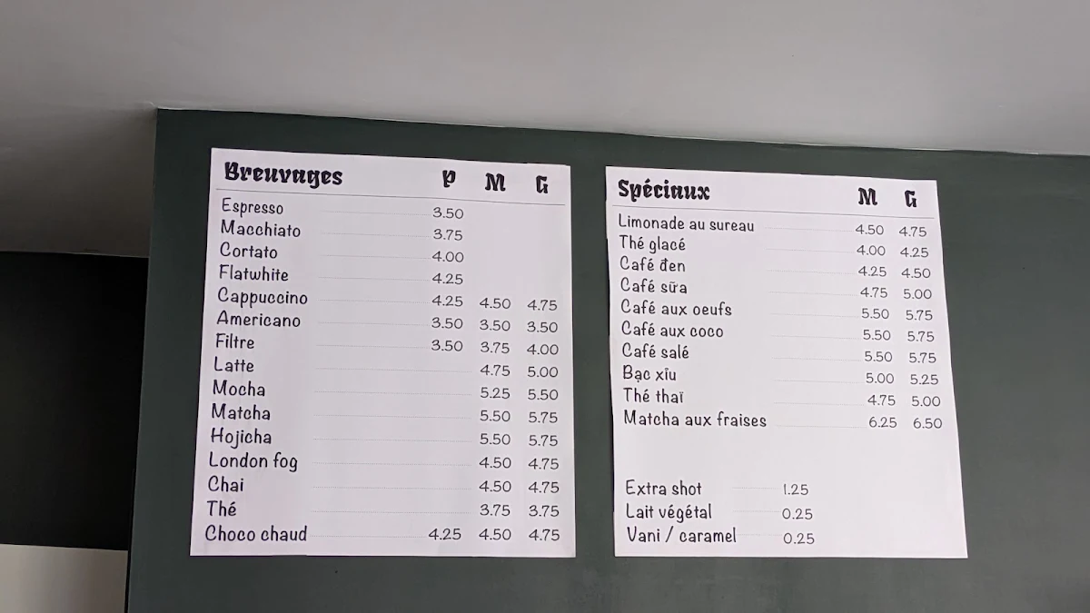Menu, Phin Cafe