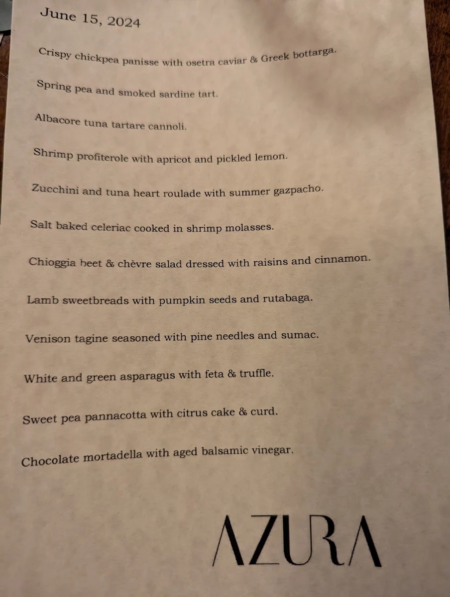 Menu, Azura