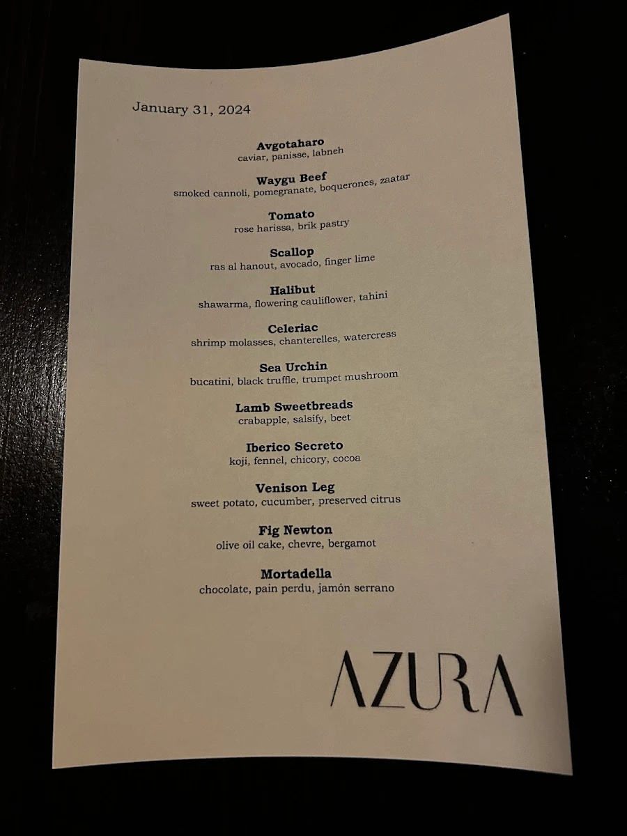 Menu, Azura