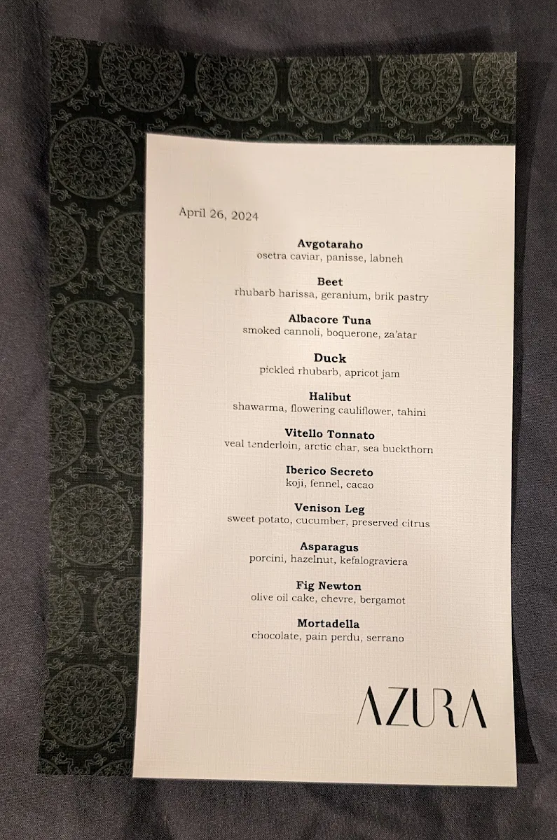 Menu, Azura