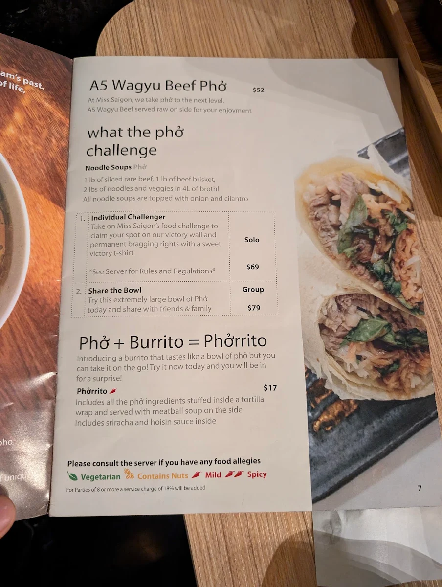 Menu, The Alley