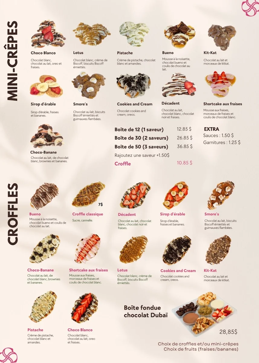 Menu, Samaya Desserts