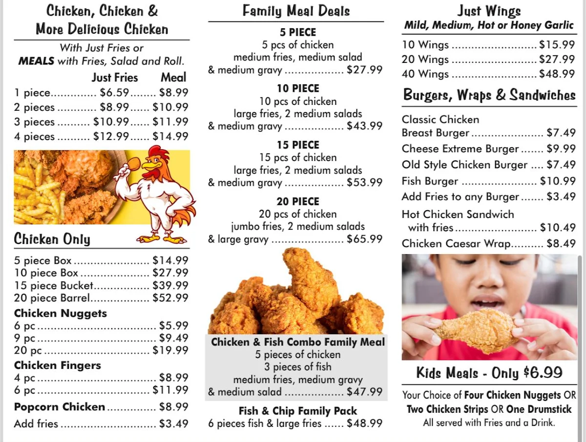 Menu, Chicken Kingdom & Seafood