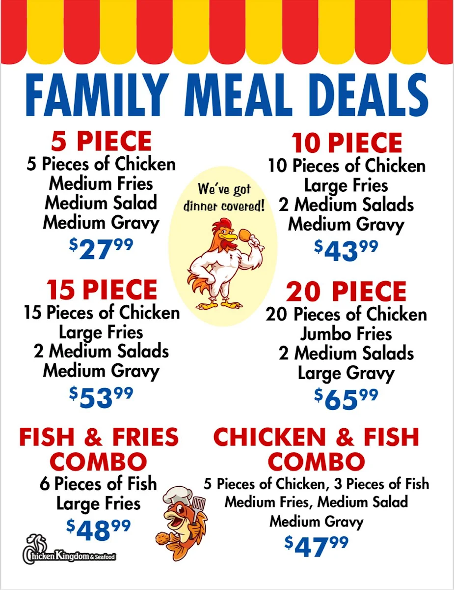 Menu, Chicken Kingdom & Seafood
