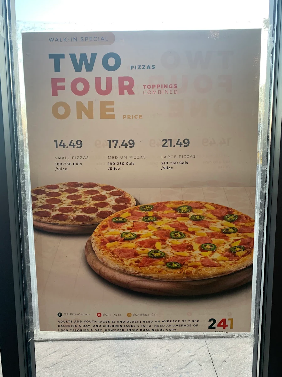 Menu, 241 Pizza