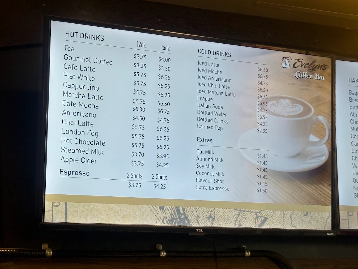 Menu, Evelyn's Coffee Bar