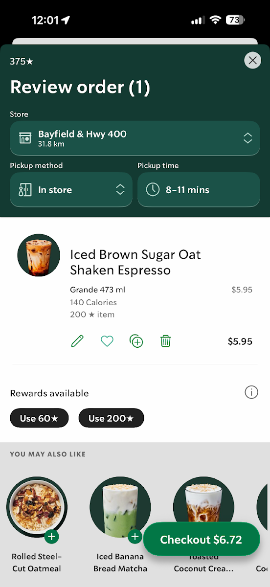 Menu, Starbucks Coffee Company
