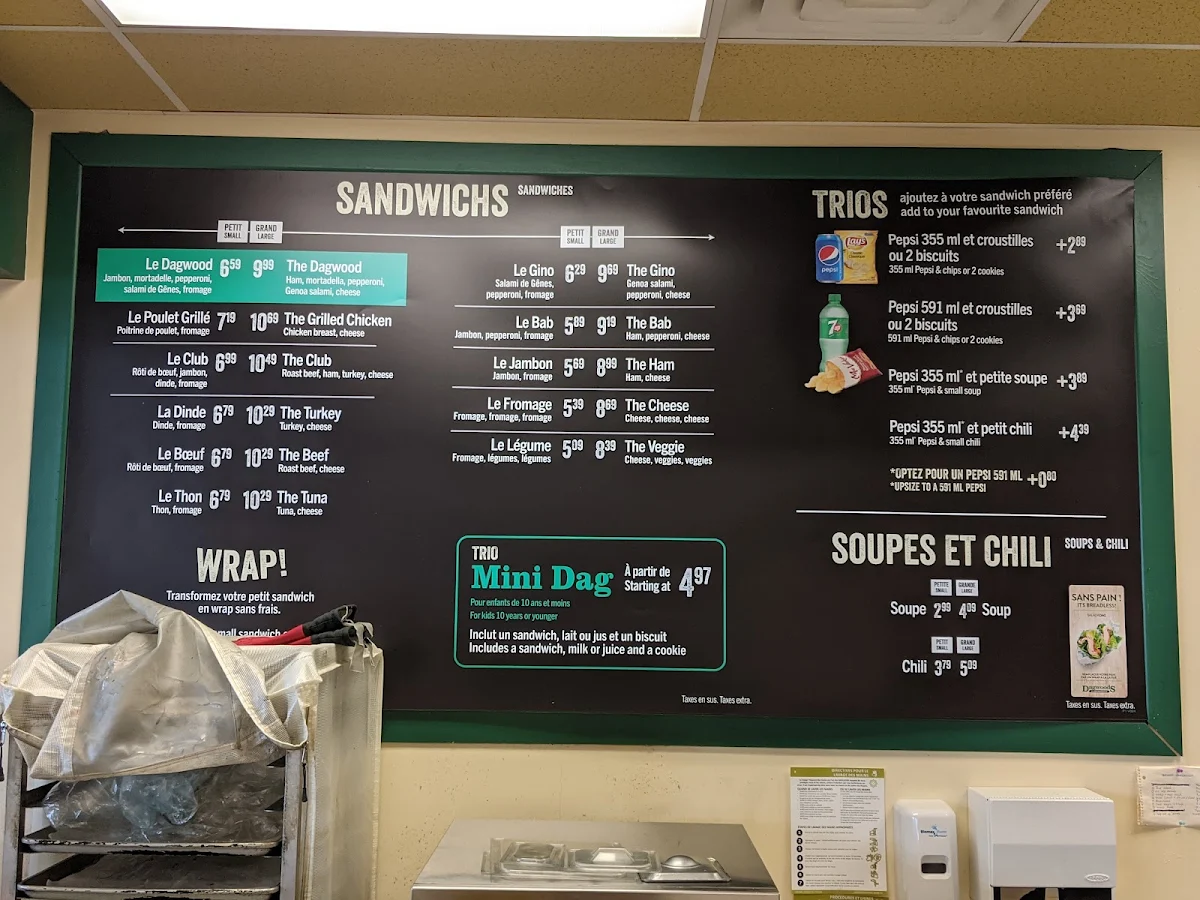 Menu, Dagwoods La Sandwicherie
