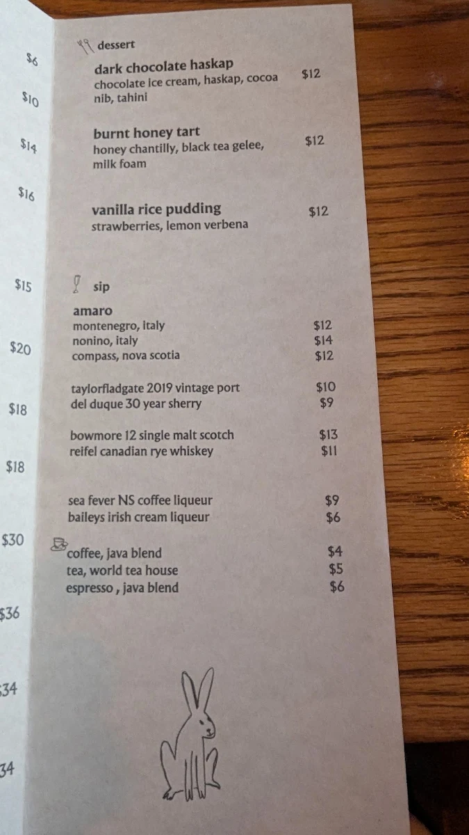 Menu, Hop Scotch Dinner Club