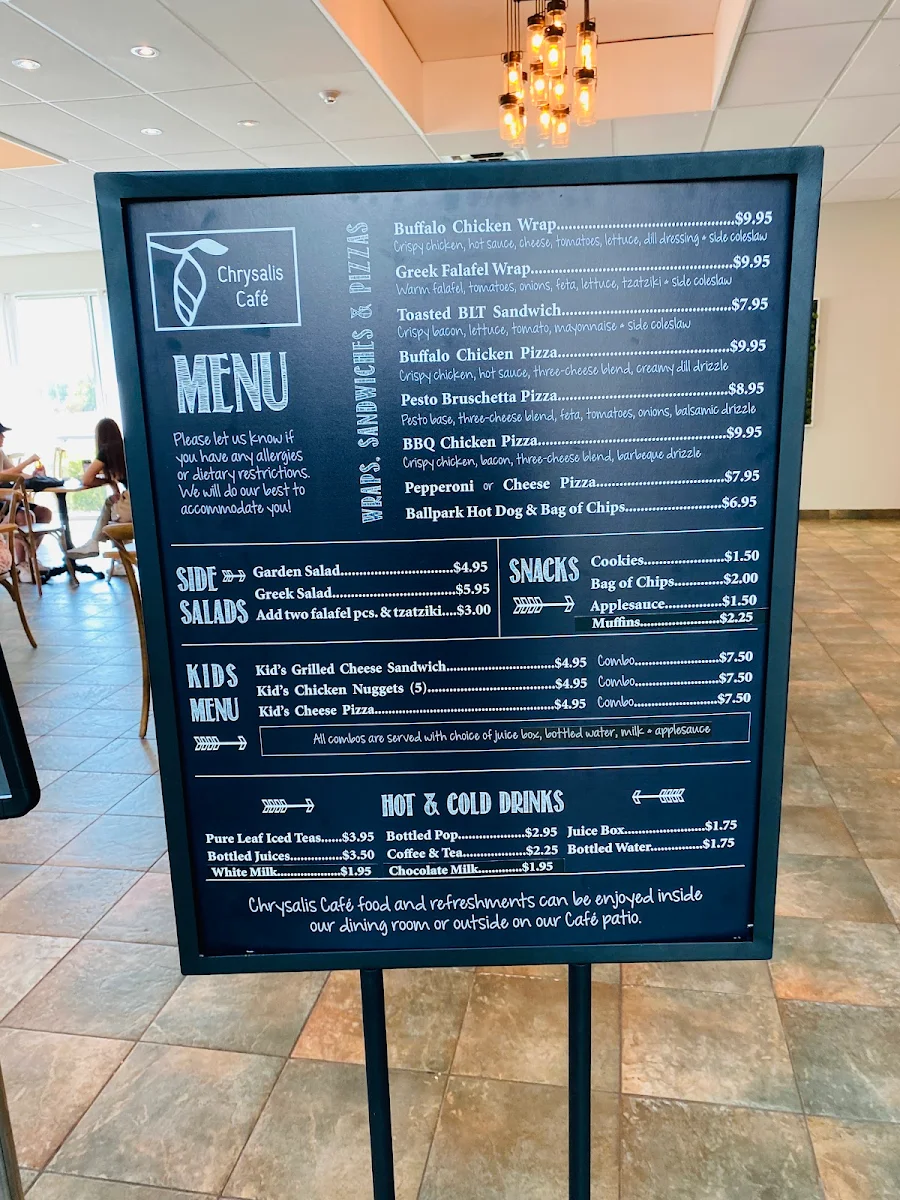 Menu, Chrysalis Cafe