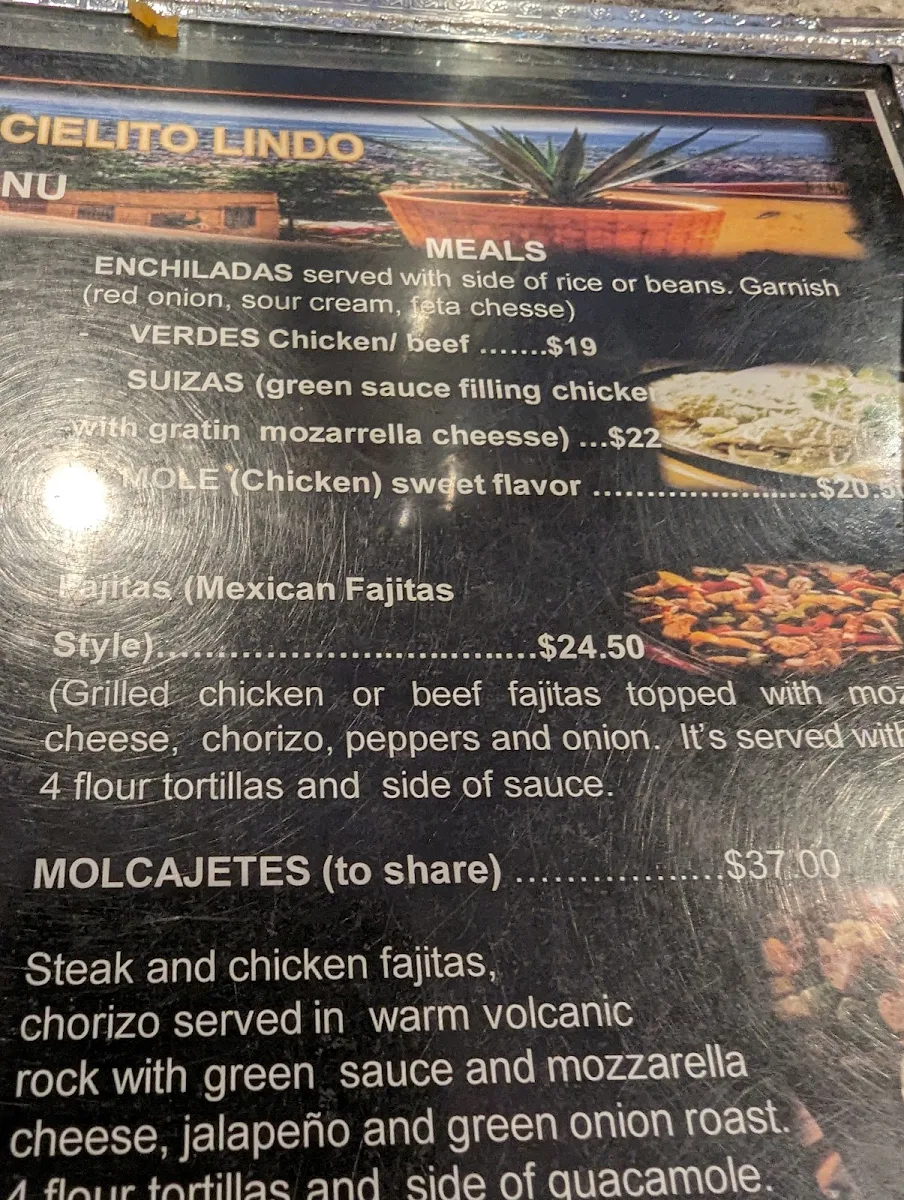 Menu, Hacienda Cielito Lindo