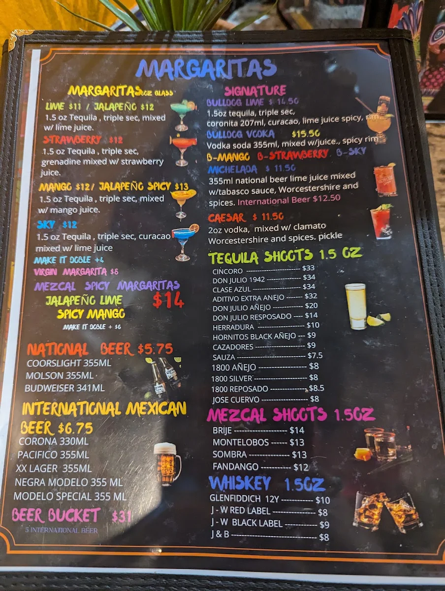 Menu, Hacienda Cielito Lindo