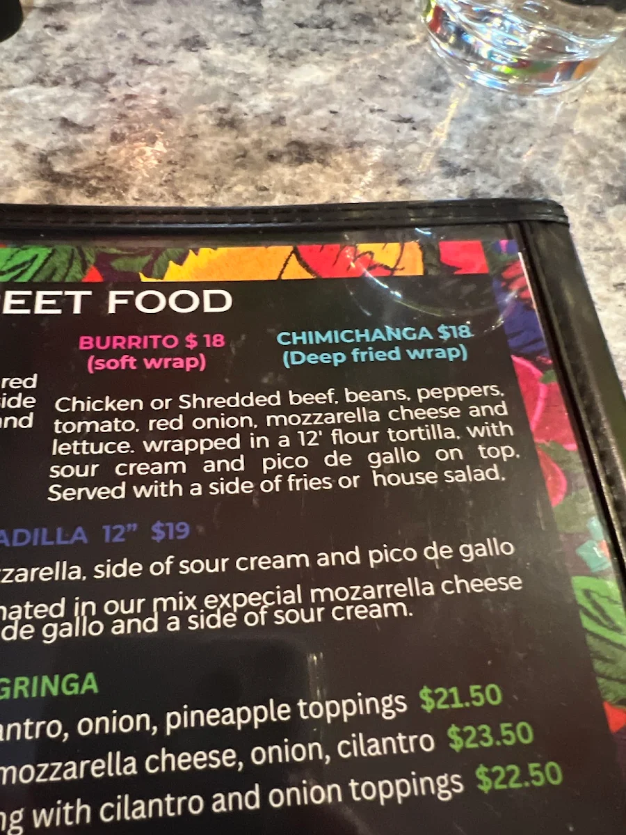 Menu, Hacienda Cielito Lindo