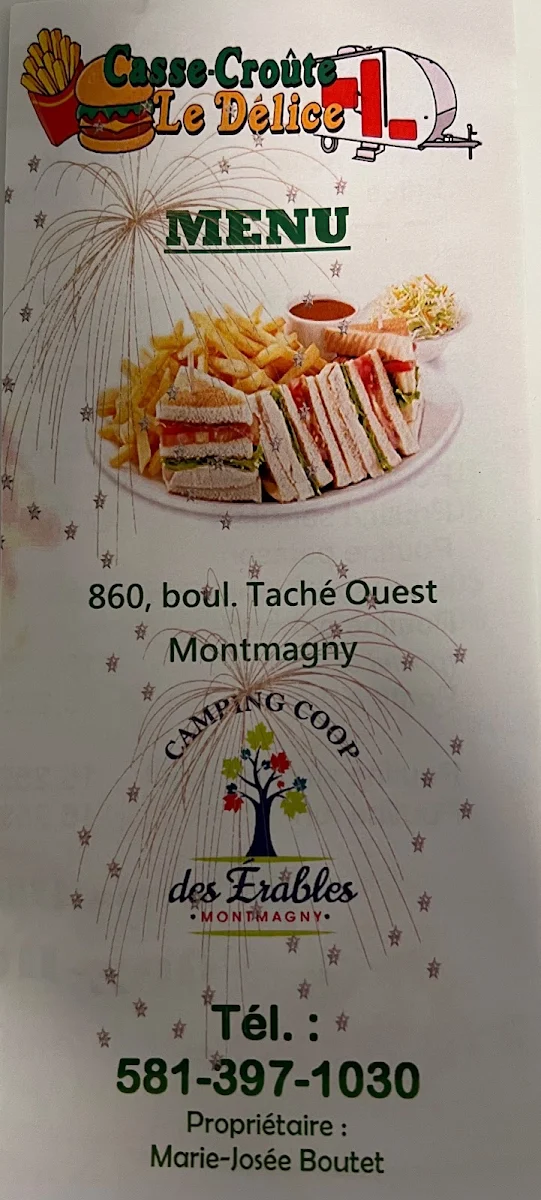 Menu, Casse Croute le Delice