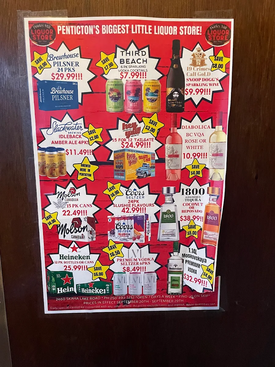 Menu, Barley Mill Brew Pub