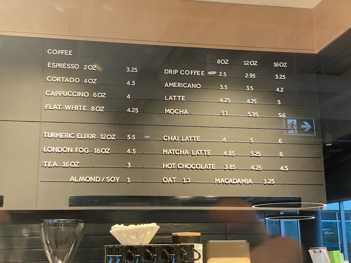 Menu, Prado Cafe