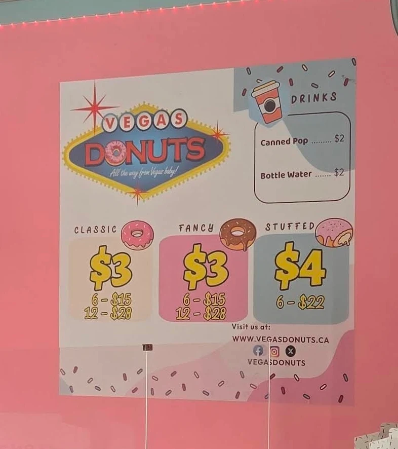 Menu, Vegas Donuts