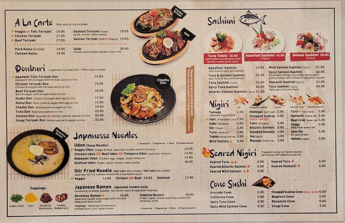 Menu, Nemo Sushi Bar
