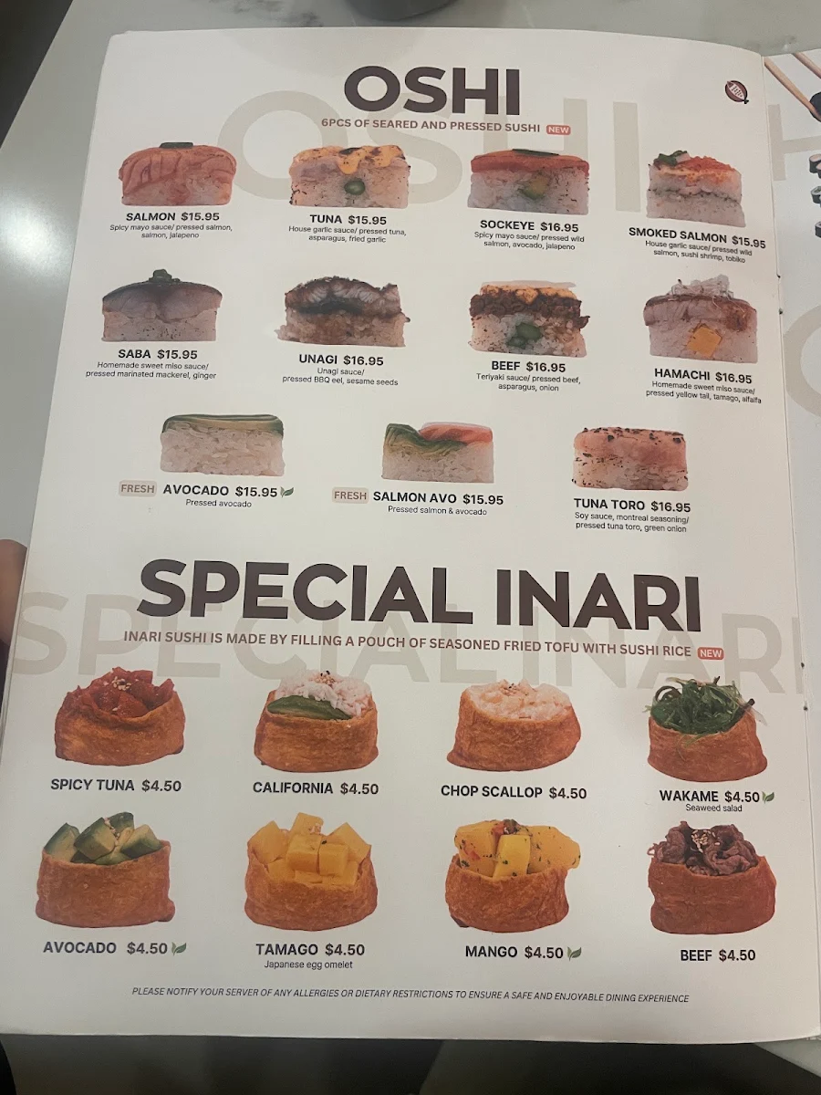 Menu, Nemo Sushi Bar