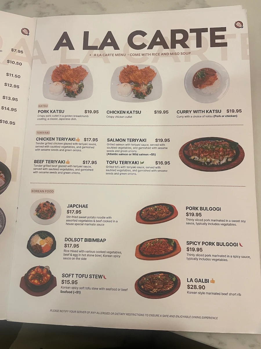 Menu, Nemo Sushi Bar