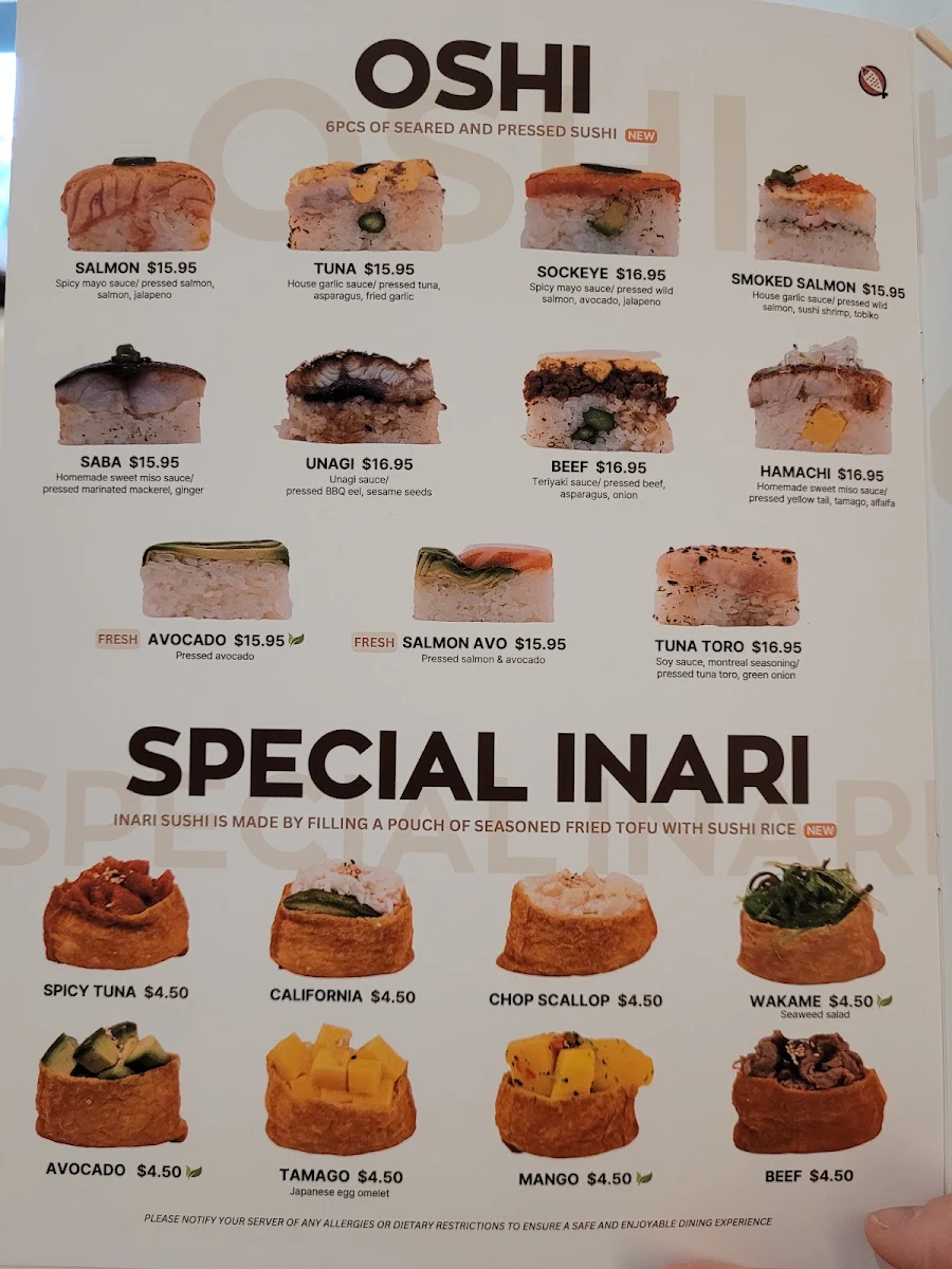 Menu, Nemo Sushi Bar