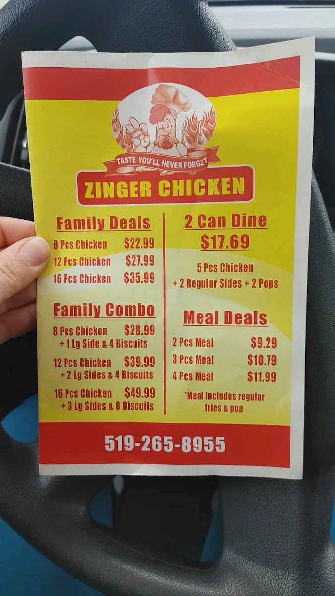 Menu, Mir Zinger Chicken