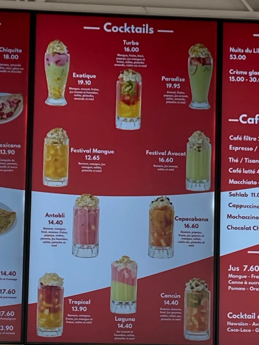 Menu, Antabli