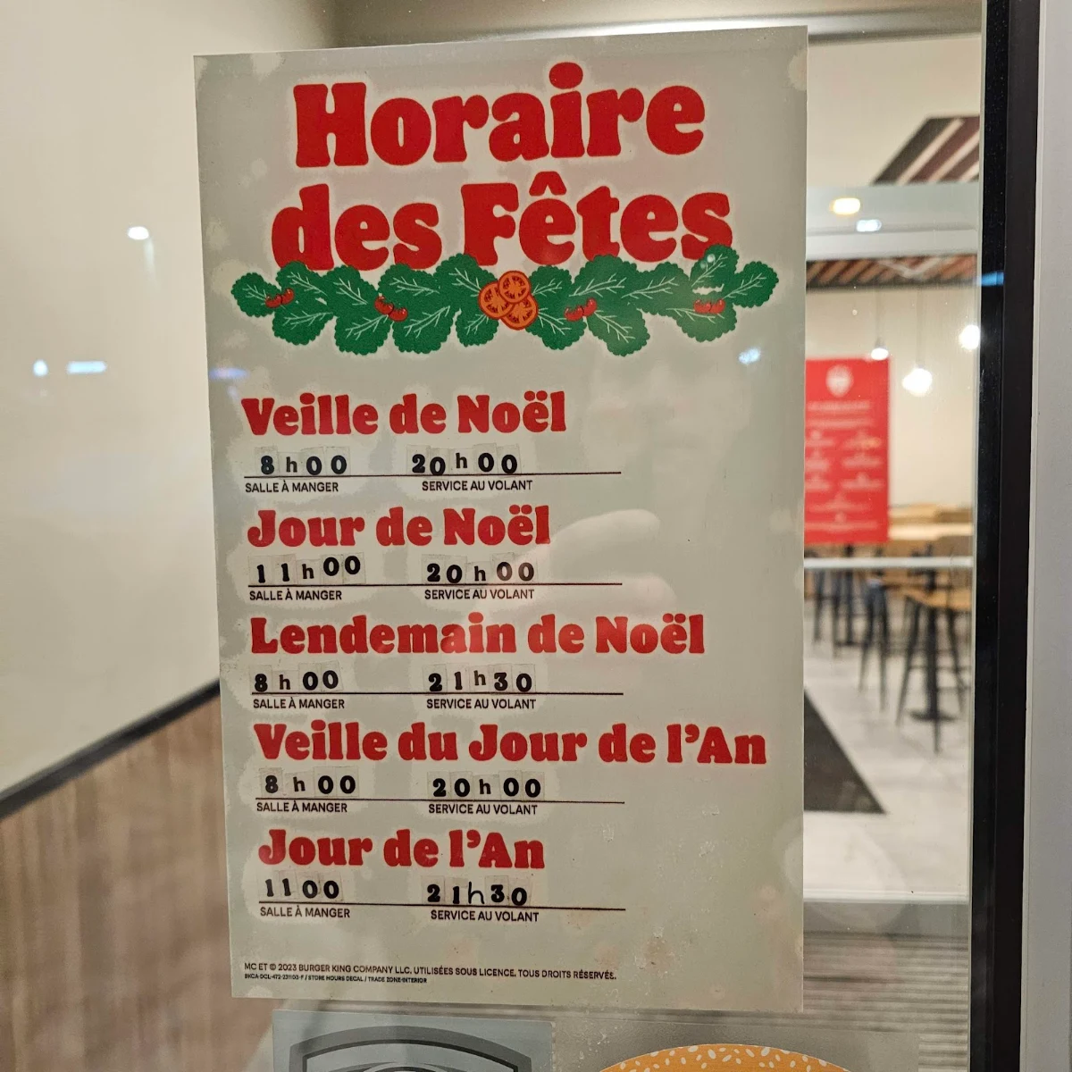Menu, Burger King