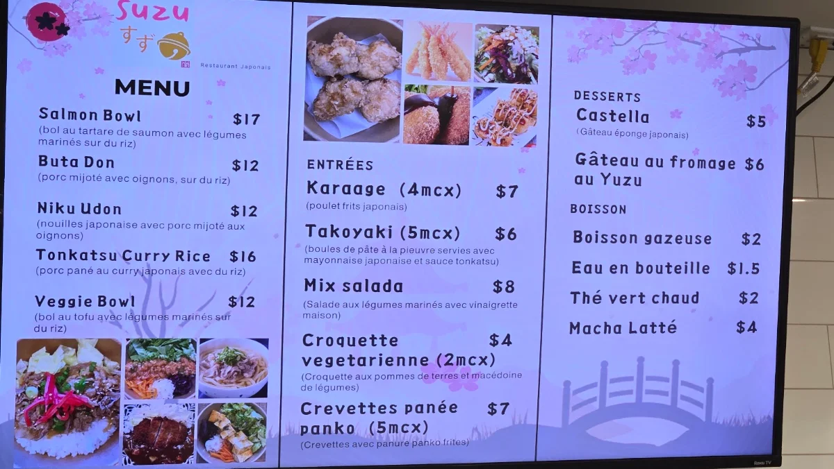 Menu, Restaurant Japonais Suzu