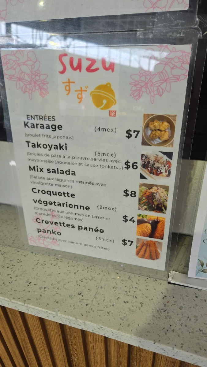 Menu, Restaurant Japonais Suzu