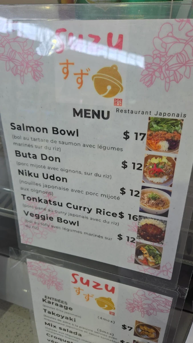 Menu, Restaurant Japonais Suzu