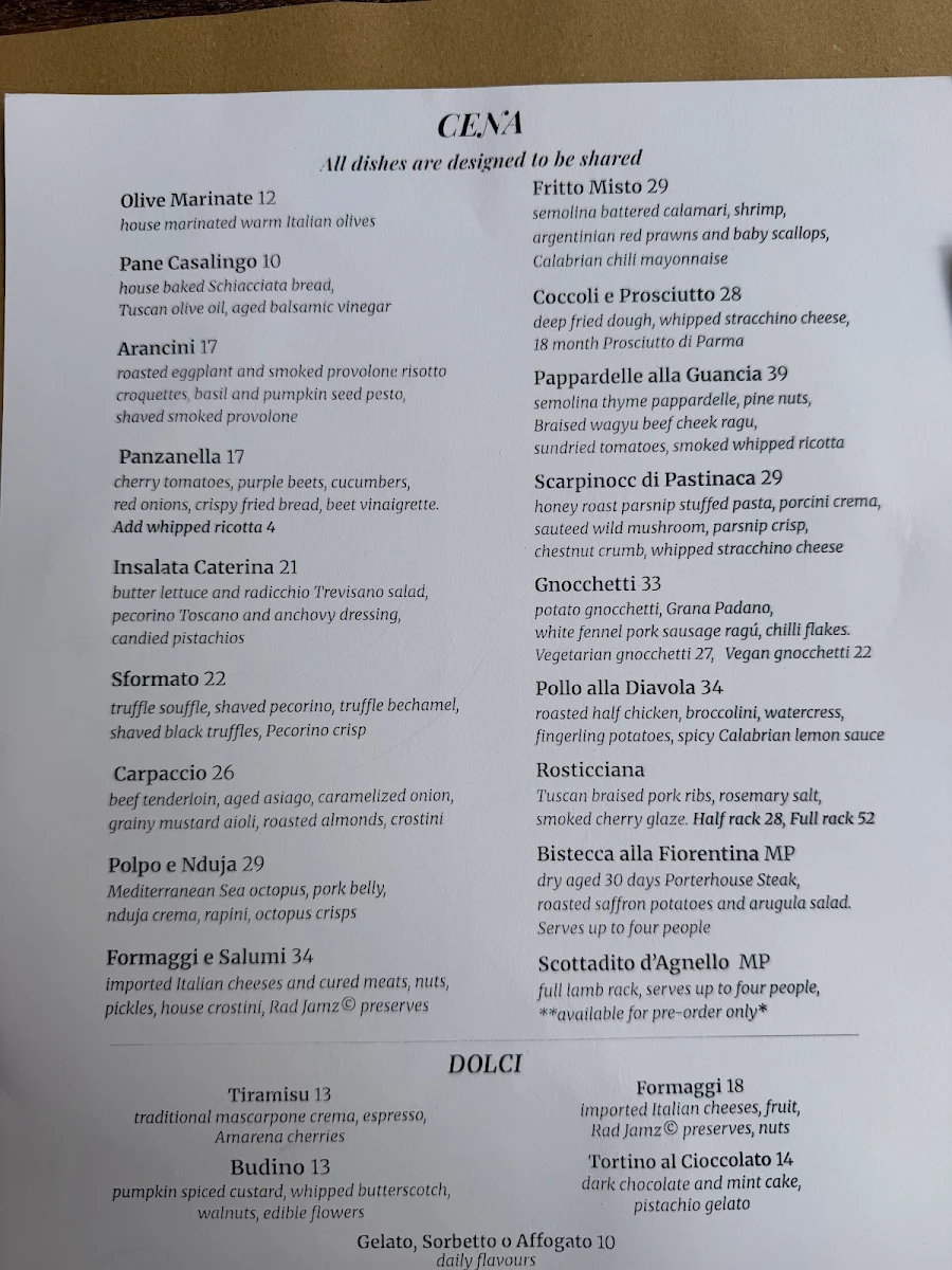 Menu, Fiorino, Italian Street Food Chinatown Vancouver