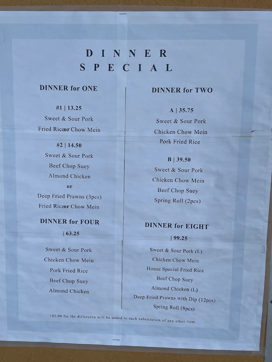 Menu, Ken's Cafe & Restaurant