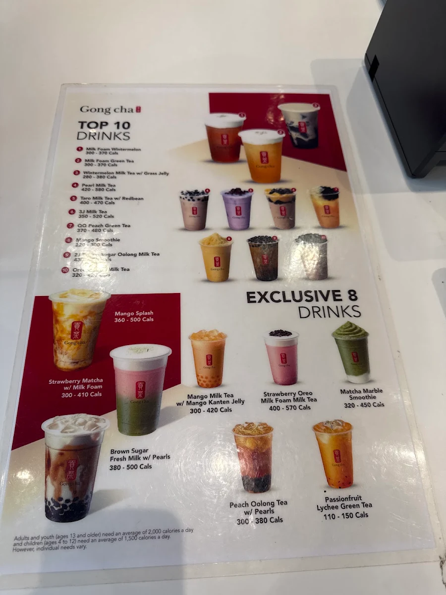 Menu, Gong Cha