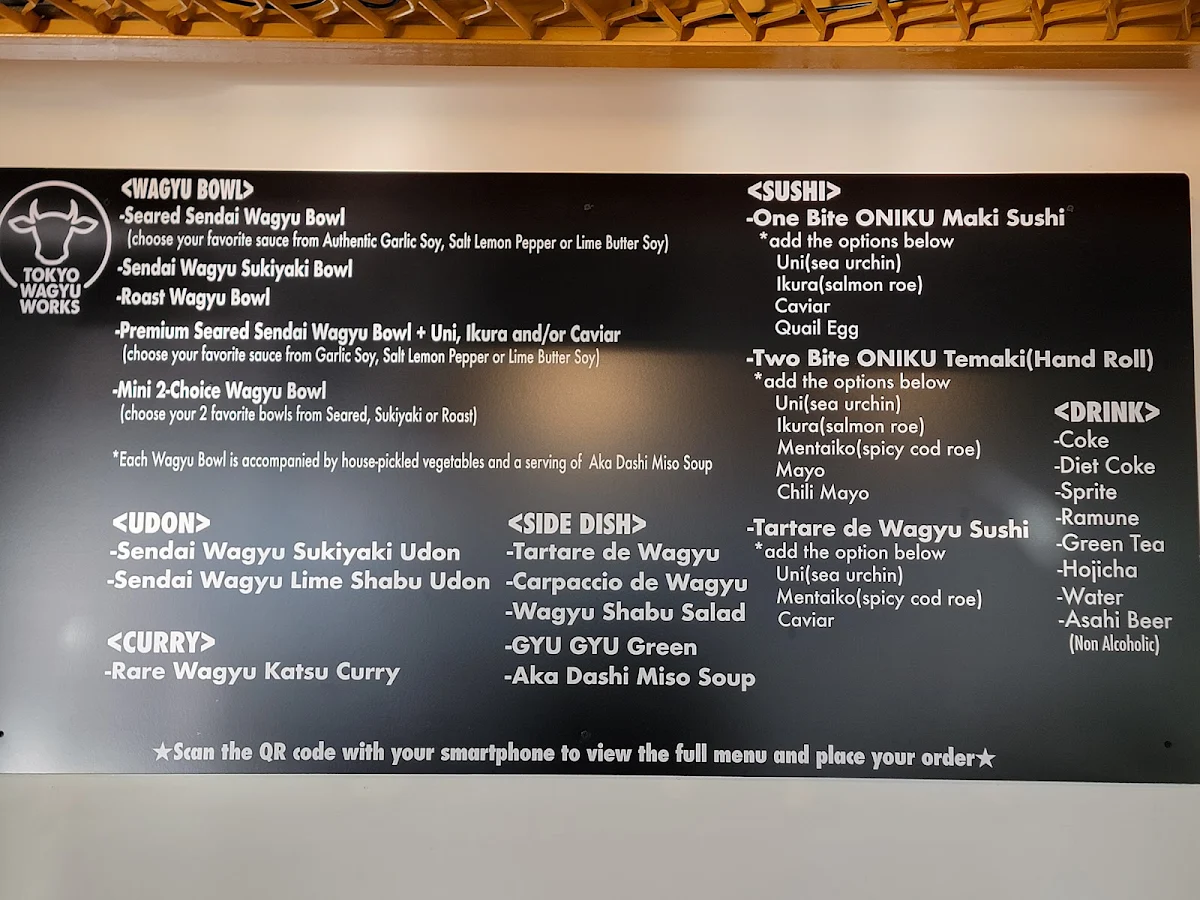 Menu, Tokyo Wagyu Works