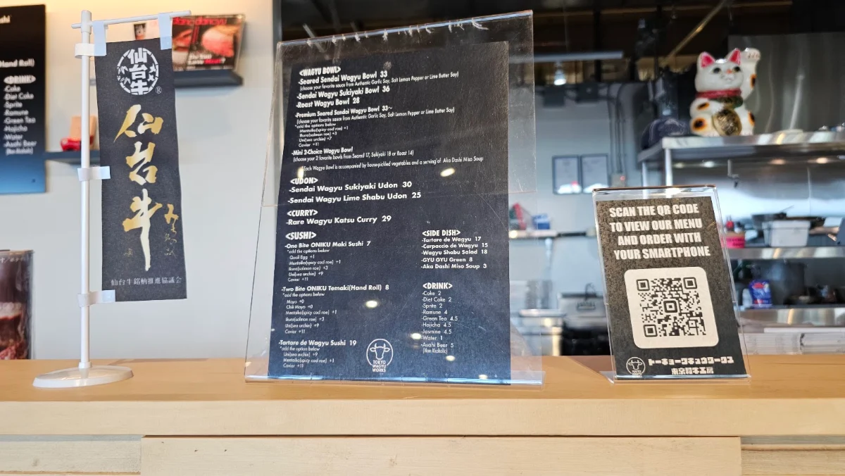 Menu, Tokyo Wagyu Works