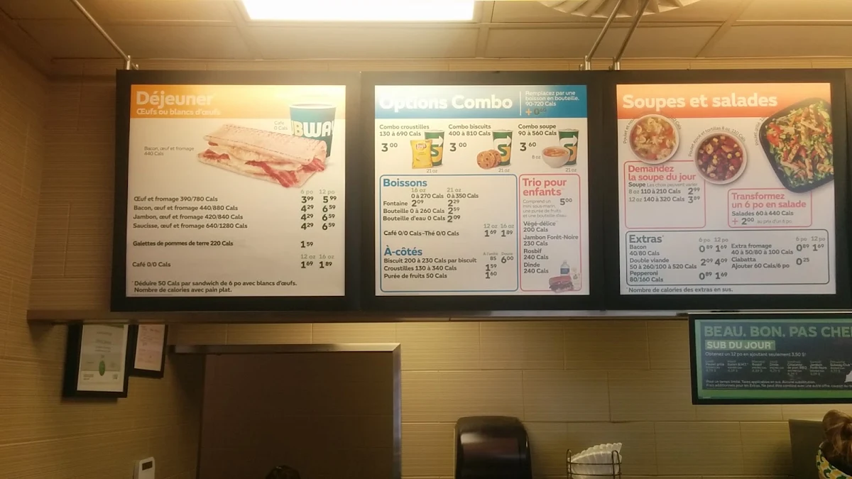 Menu, Subway