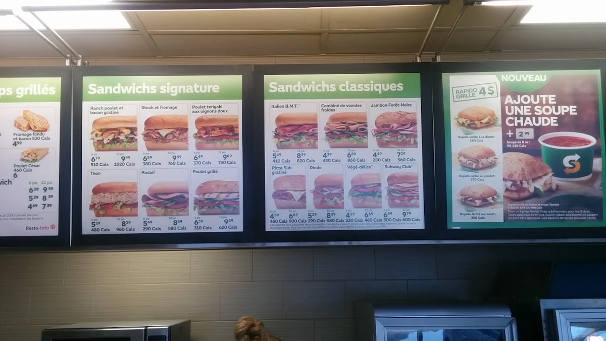 Menu, Subway
