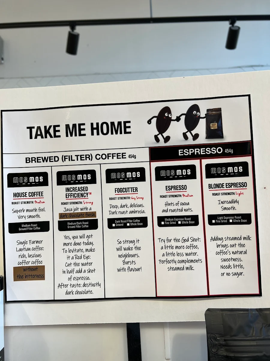 Menu, Mos Mos Coffee