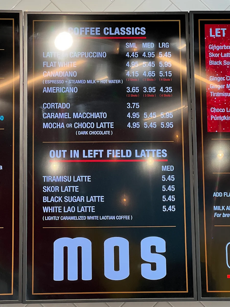 Menu, Mos Mos Coffee