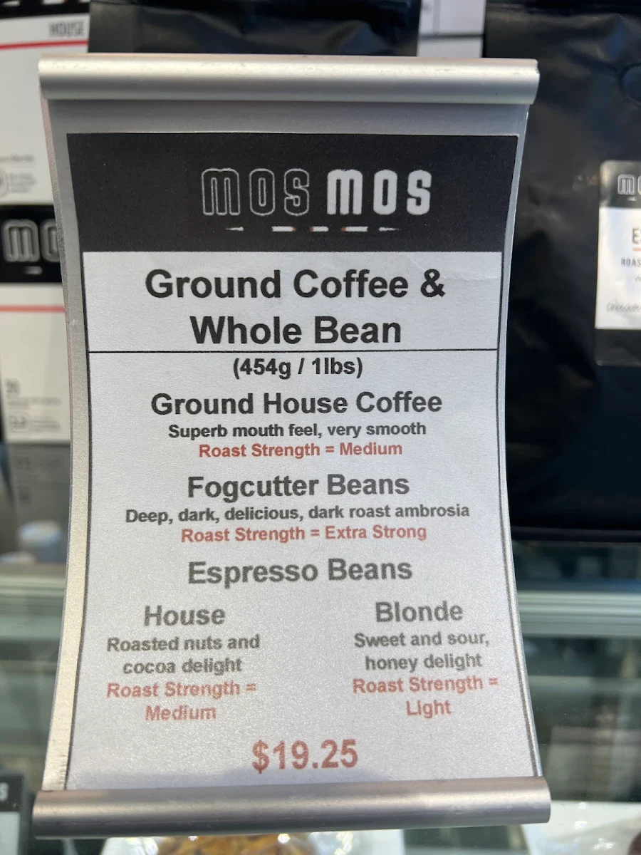 Menu, Mos Mos Coffee