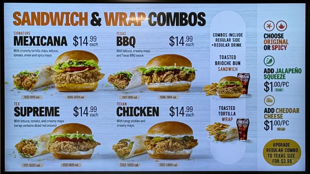 Menu, Church’s Texas Chicken