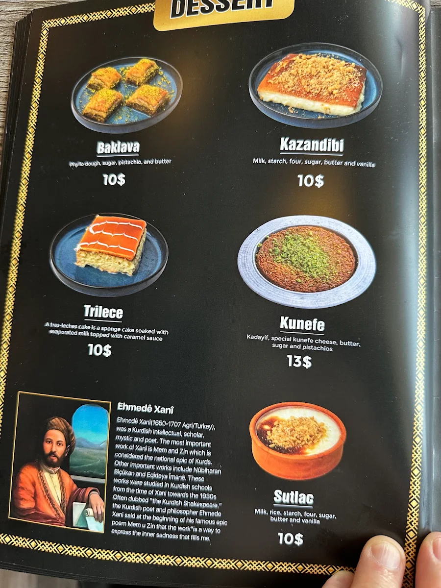 Menu, Pasha Kebab House