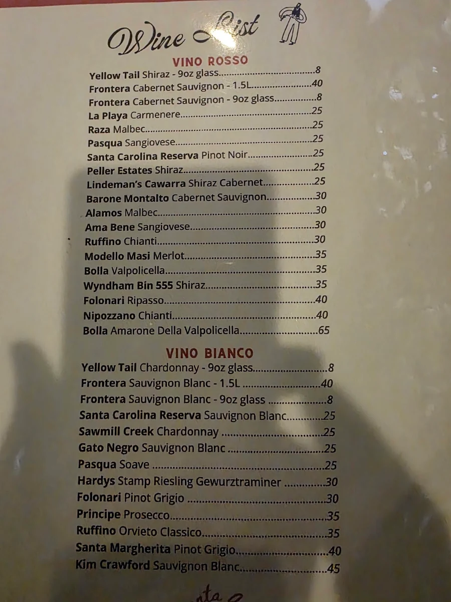 Menu, Santa Ana Pizzeria & Bistro