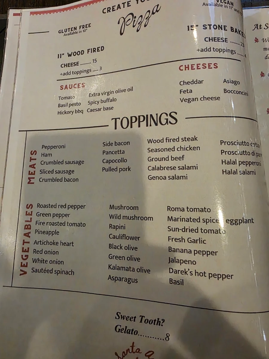 Menu, Santa Ana Pizzeria & Bistro
