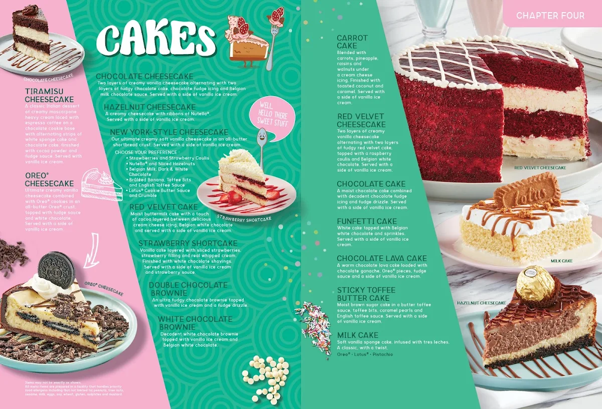 Menu, D Spot Dessert Cafe Delta