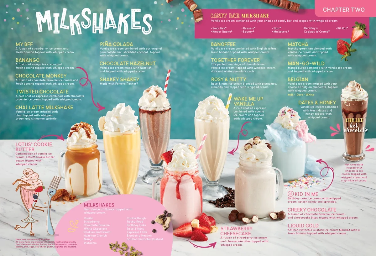Menu, D Spot Dessert Cafe Delta