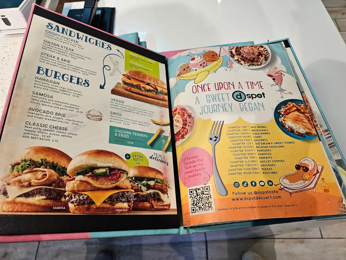 Menu, D Spot Dessert Cafe Delta