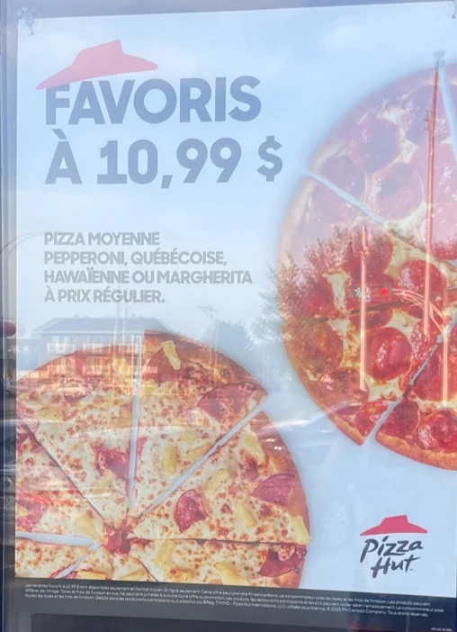 Menu, Pizza Hut